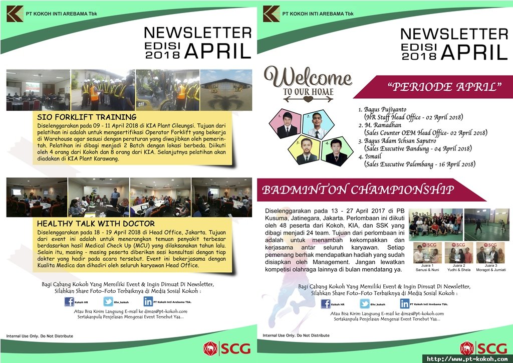 Newsletter Edisi April 2018